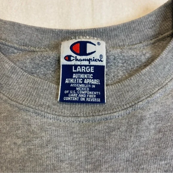 VTG Champion Ohio State University Sweatshirt Large Gray Distressed Spellout - Picture 7 of 8